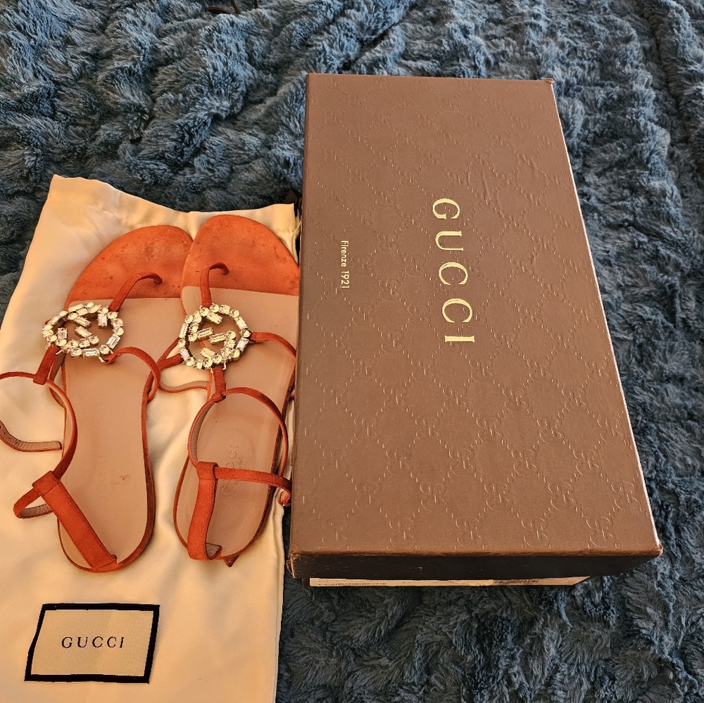 Gucci crystal thong sandals